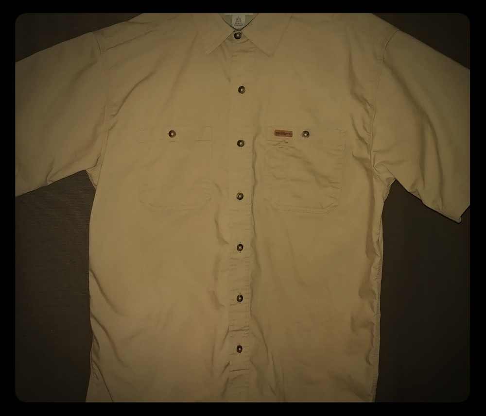 Carhartt tan short sleeve button up size Large